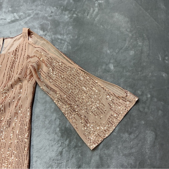 Bebe Sequin Peach Dress Arm cut outs womens XS - Picture 3 of 16